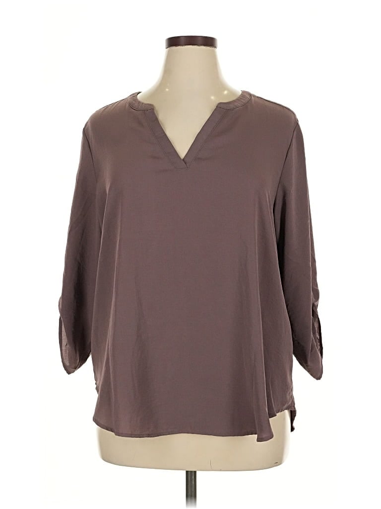 Pre-owned Maurices 3/4 Sleeve Blouse In Brown