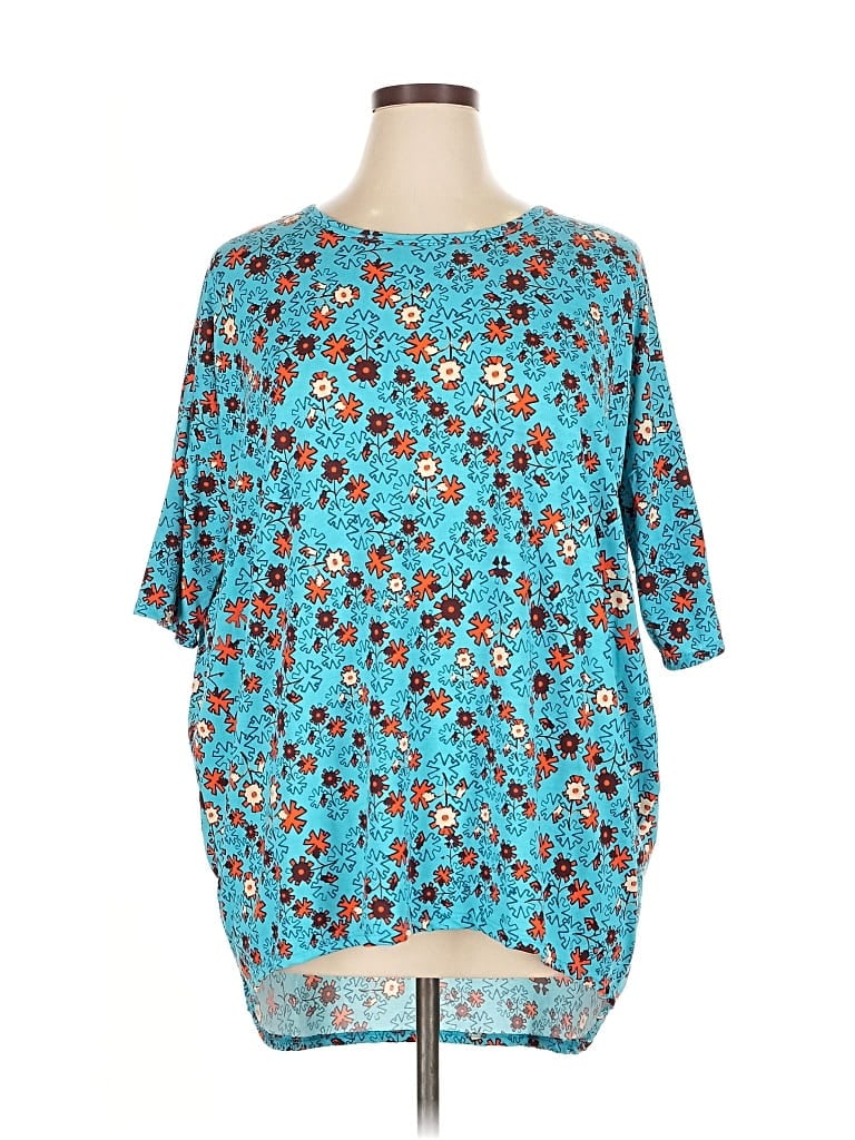 Pre-owned Lularoe 3/4 Sleeve T-shirt In Blue