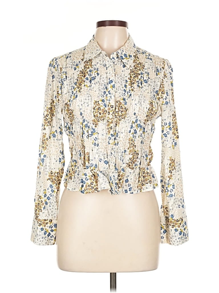 Pre-owned Future Collective Long Sleeve Blouse In White