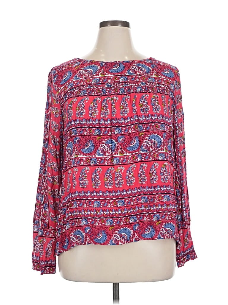 Pre-owned Ann Taylor Loft Long Sleeve Blouse In Red