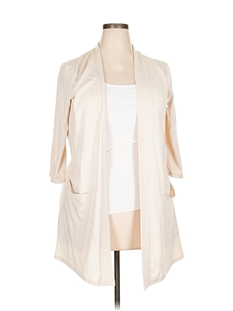 Pre-owned Zenana Cardigan Sweater In White