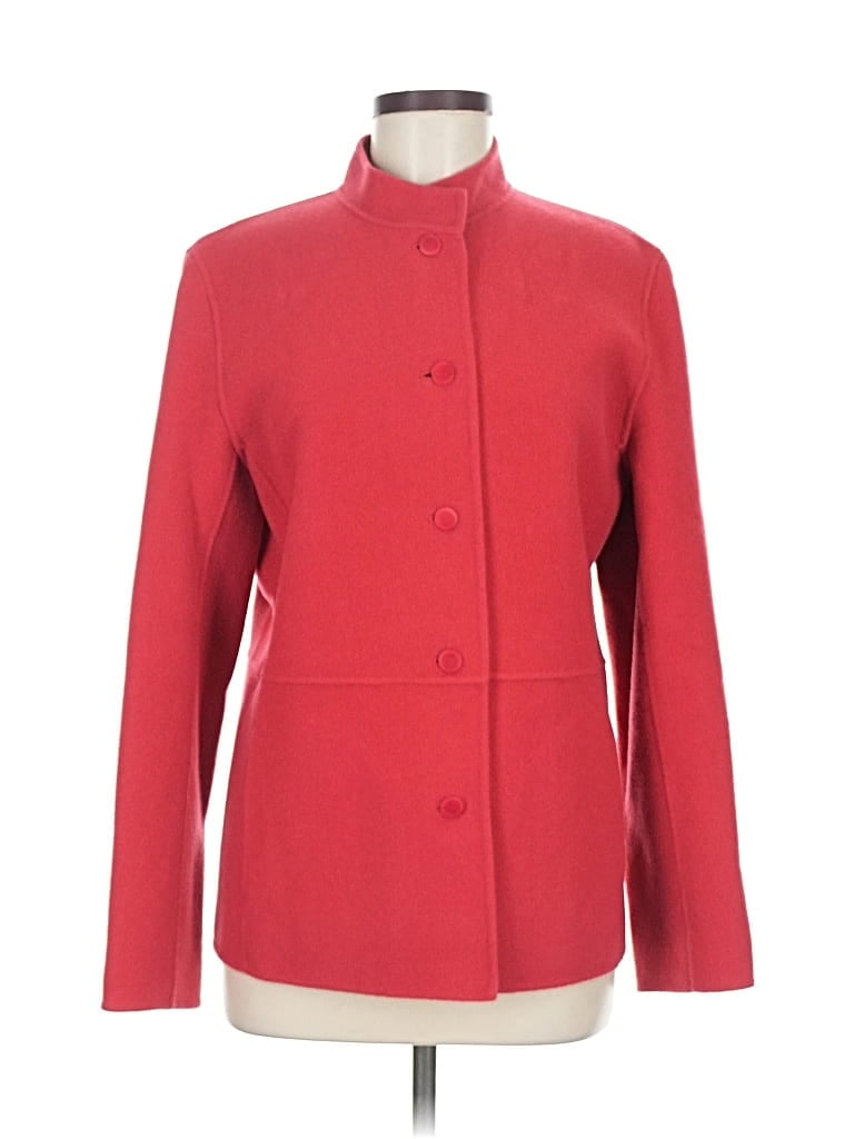 Pre-owned Eileen Fisher Wool Coat In Red