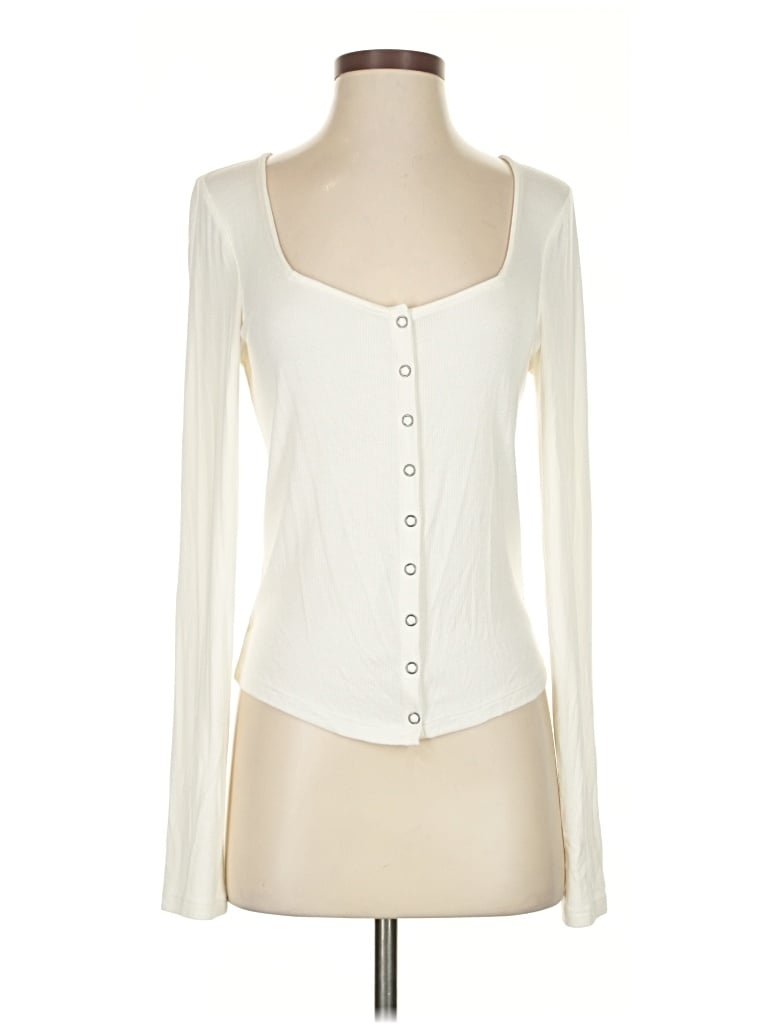 Pre-owned Maeve By Anthropologie Cardigan Sweater In White