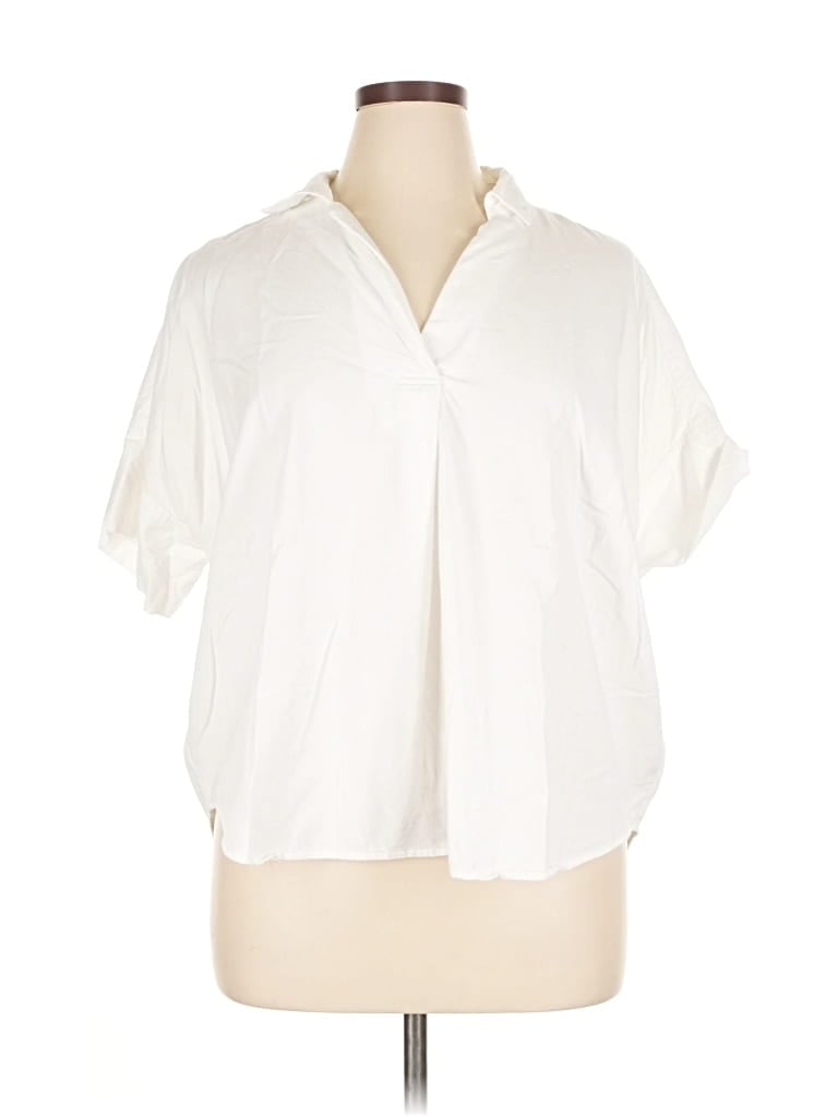 Pre-owned Madewell Short Sleeve Blouse In White