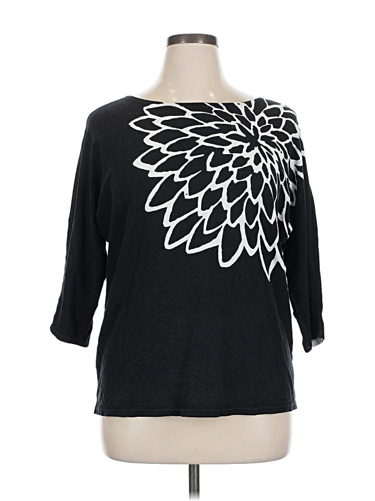 Pre-owned Chico's 3/4 Sleeve T-shirt In Black