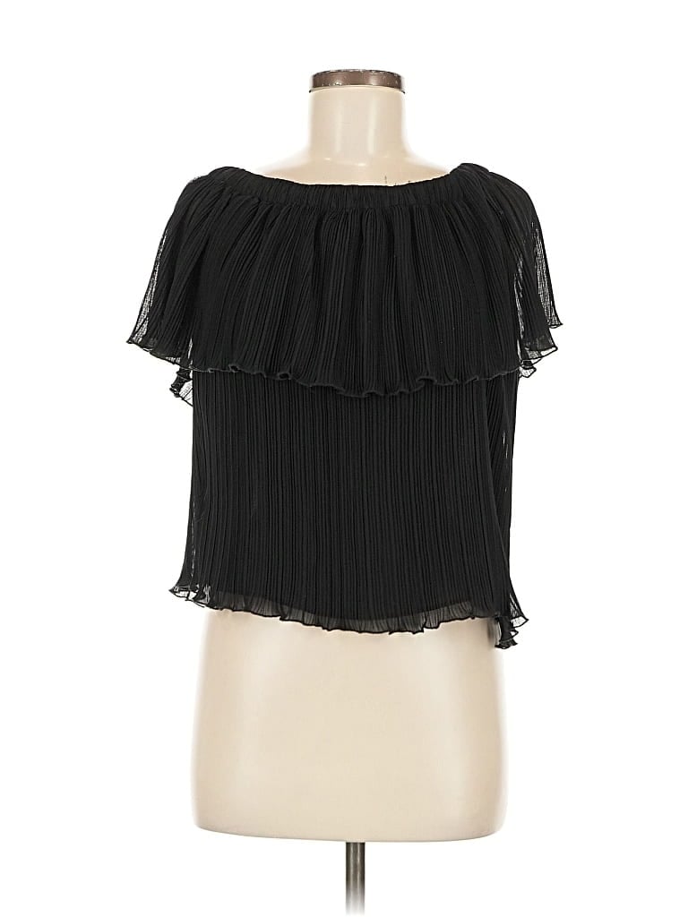 Pre-owned Express Short Sleeve Blouse In Black