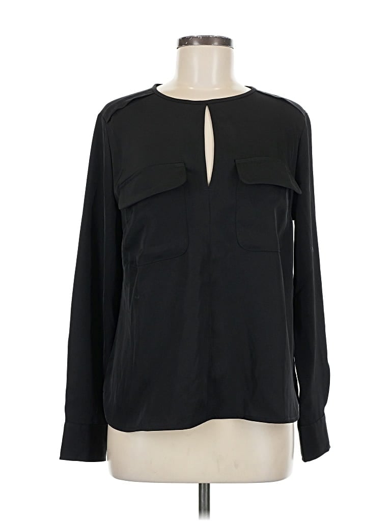 Pre-owned Banana Republic Factory Store Long Sleeve Blouse In Black