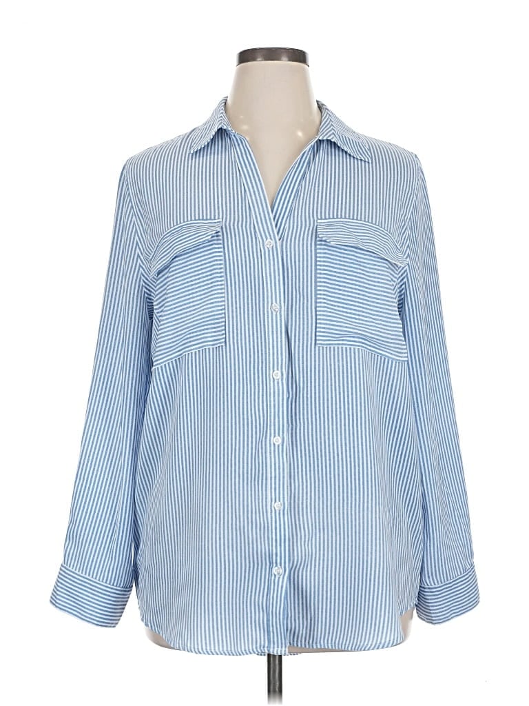 Pre-owned Peach 3/4 Sleeve Blouse In Blue
