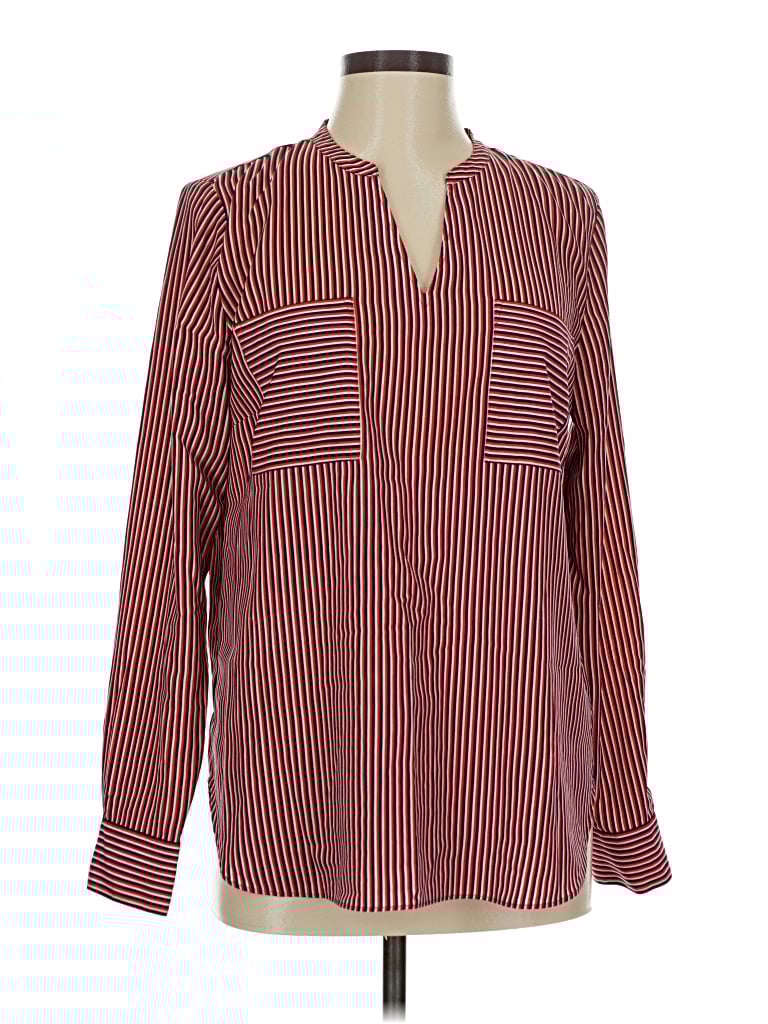 Pre-owned Cabi Long Sleeve Polo Shirt In Burgundy