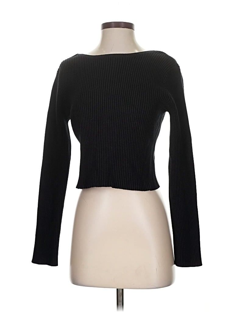Pre-owned Astr Long Sleeve Top Black Boatneck Tops