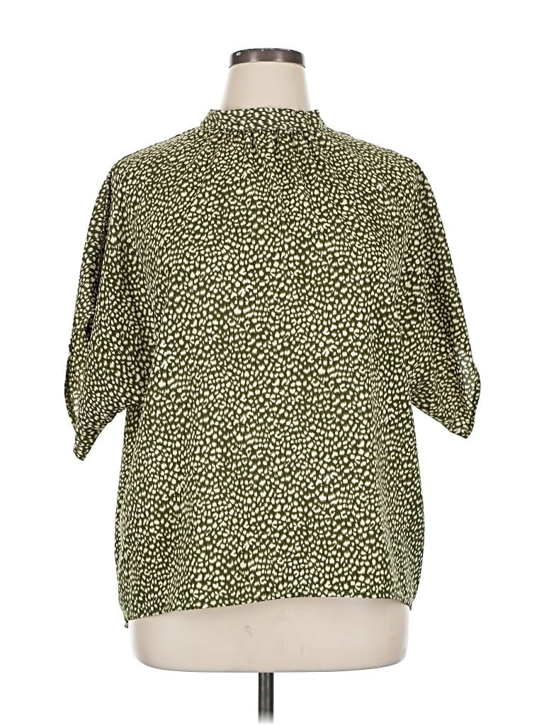 Pre-owned Unbranded Short Sleeve Blouse In Green