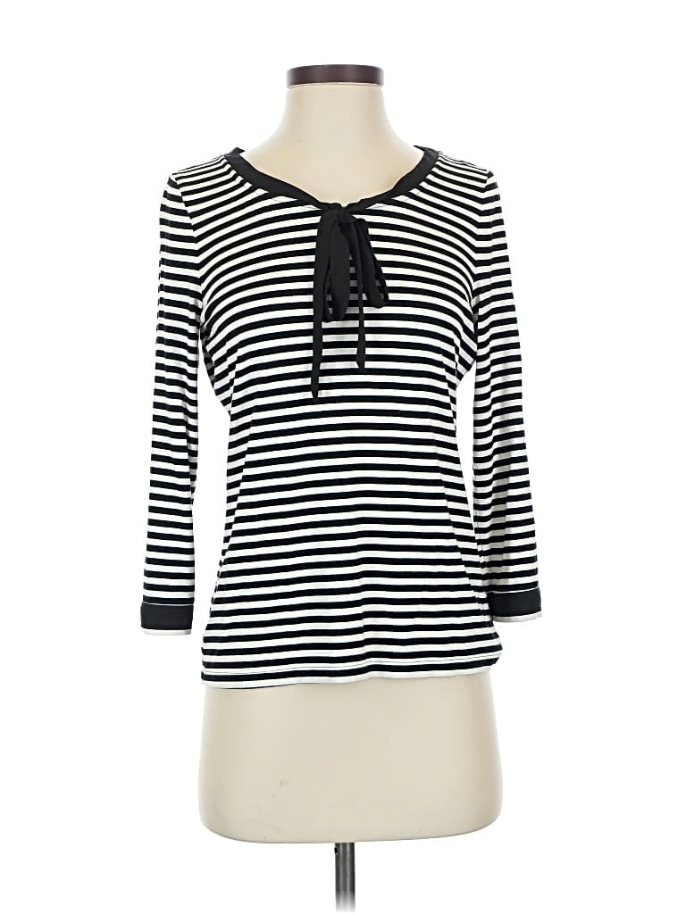 Pre-owned Talbots 3/4 Sleeve Top Black Tie Neck Tops