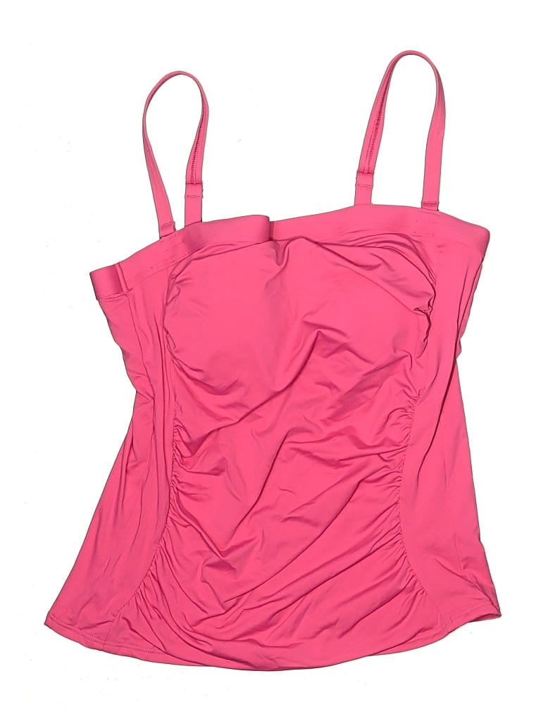 Pre-owned Lands' End Swimsuit Top Pink Solid Pattern Swimwear