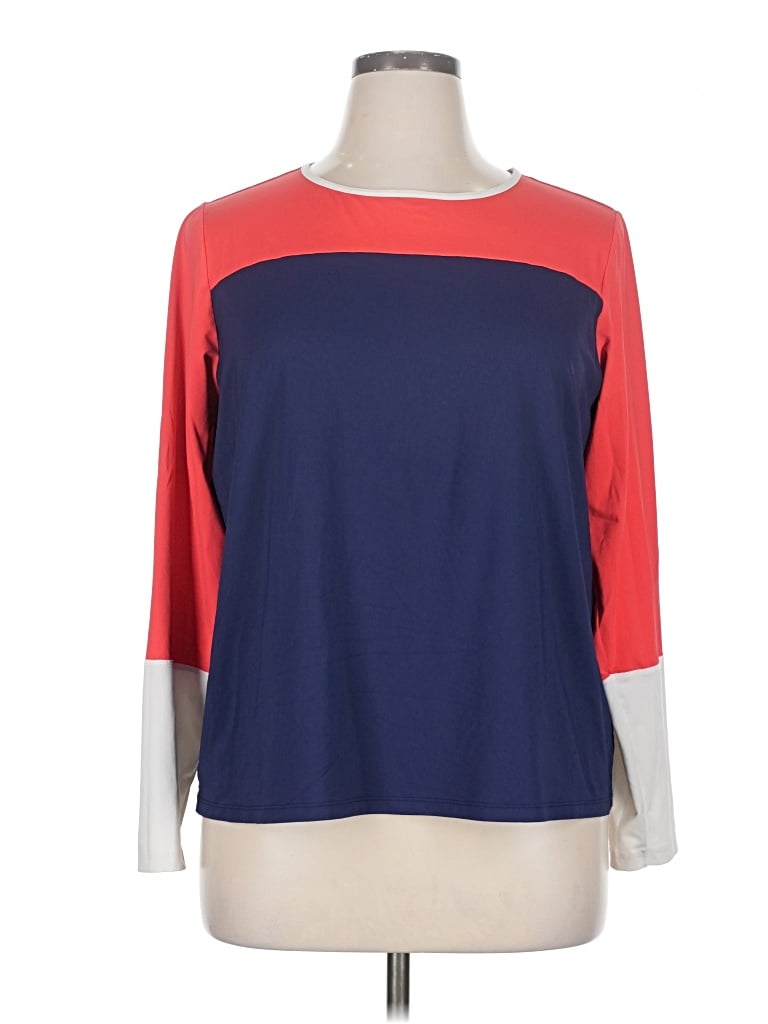 Pre-owned Lands' End 3/4 Sleeve T-shirt In Blue