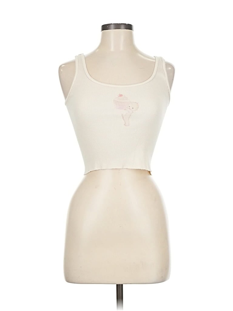 Pre-owned John Galt Tank Top Ivory Strapless Neckline Tops In White