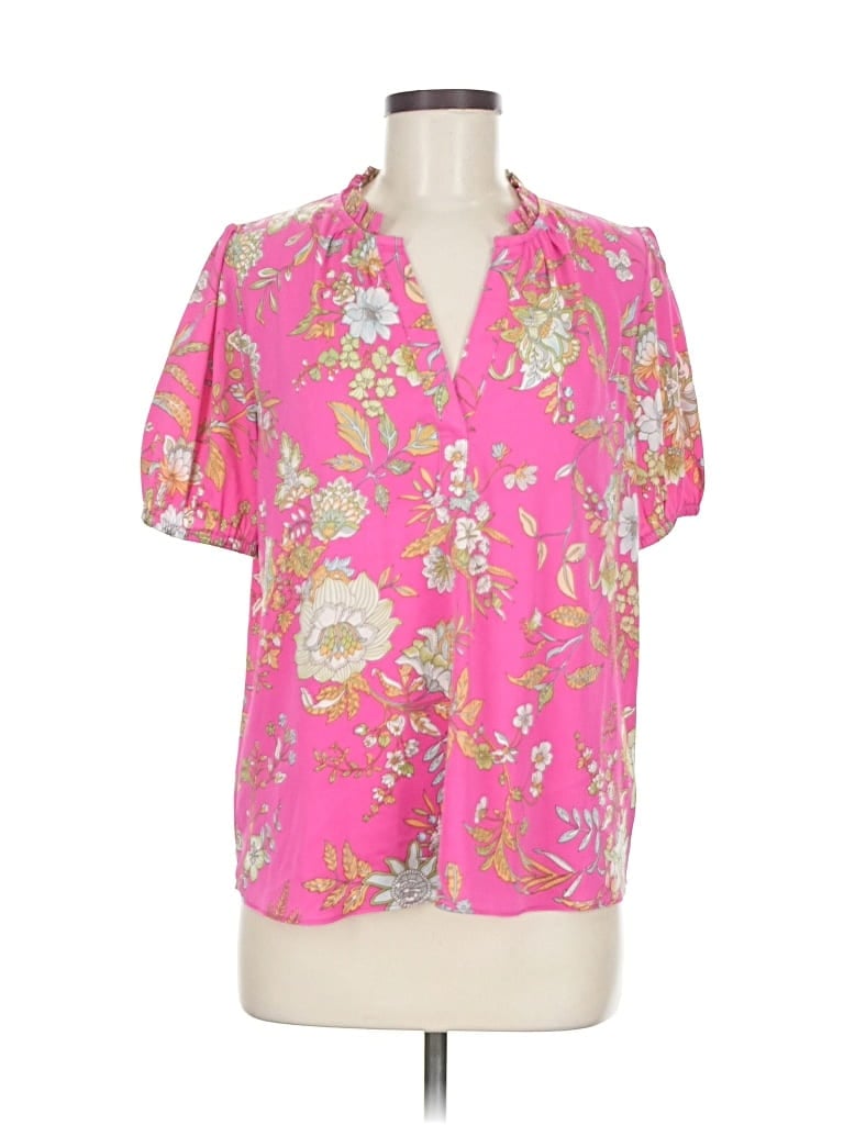 Pre-owned Current Air Short Sleeve Blouse In Pink