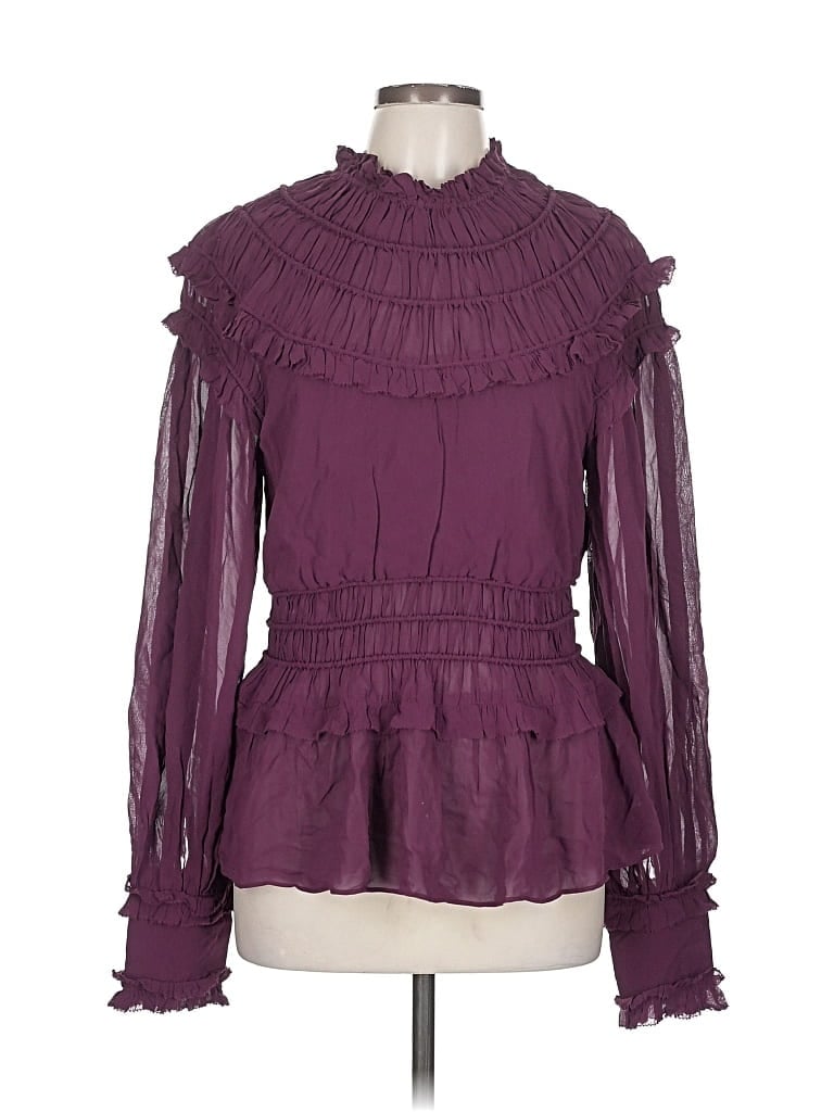 Pre-owned Farm Rio Long Sleeve Blouse In Purple