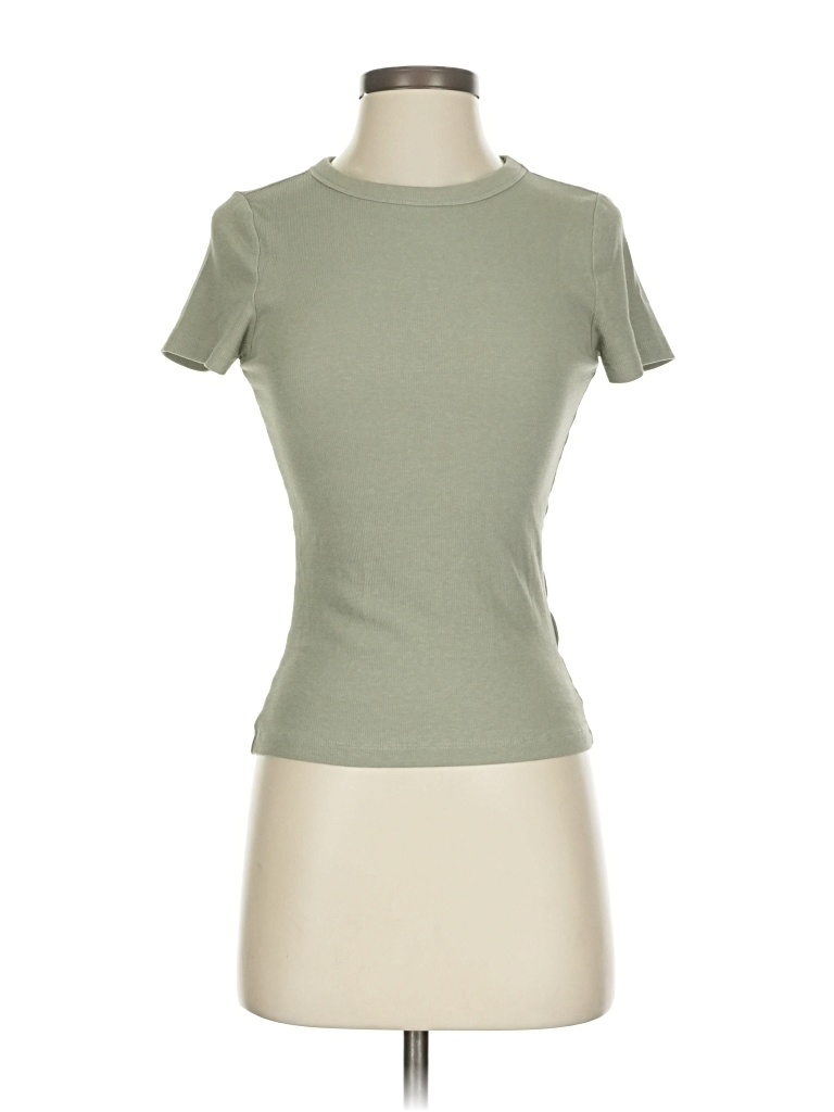 Pre-owned H&m Short Sleeve Turtleneck In Green