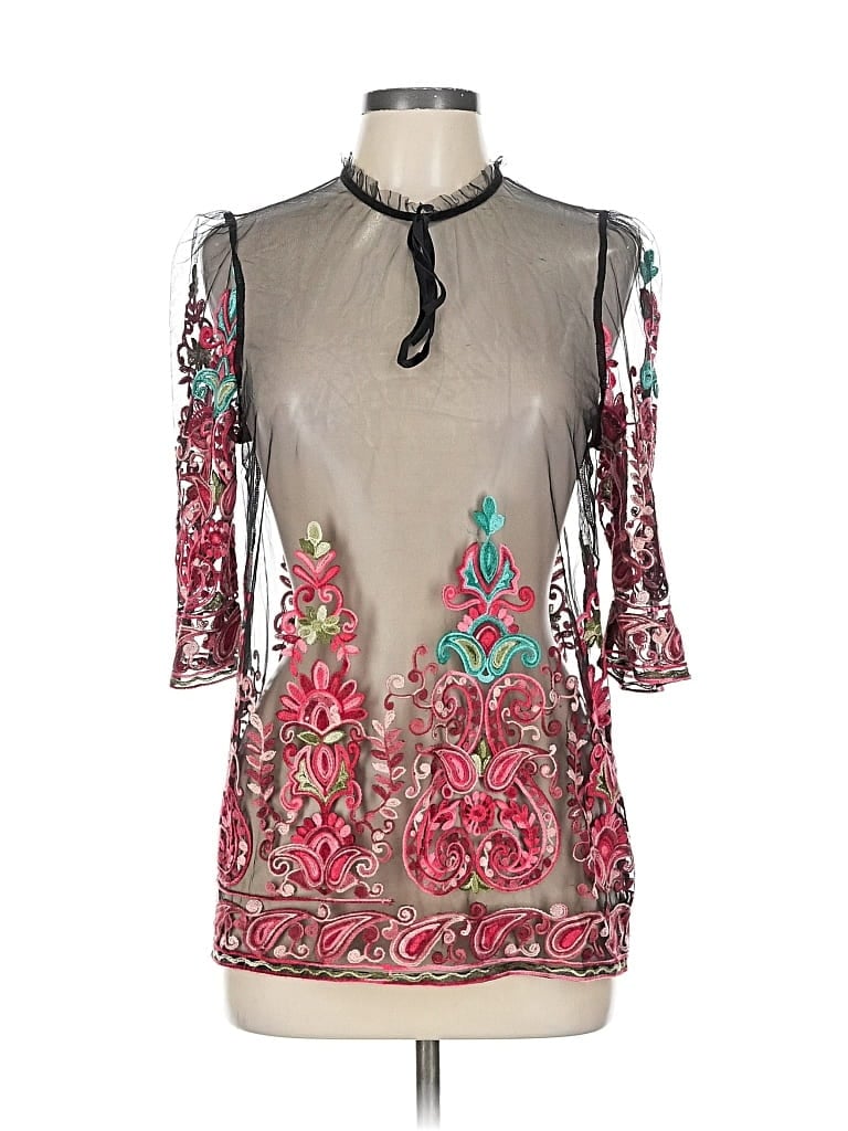 Pre-owned Assorted Brands 3/4 Sleeve Blouse In Silver