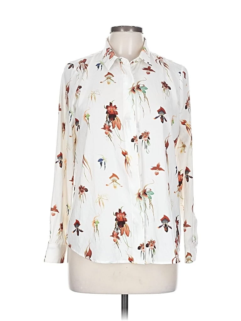 Pre-owned H&m Long Sleeve Blouse In White