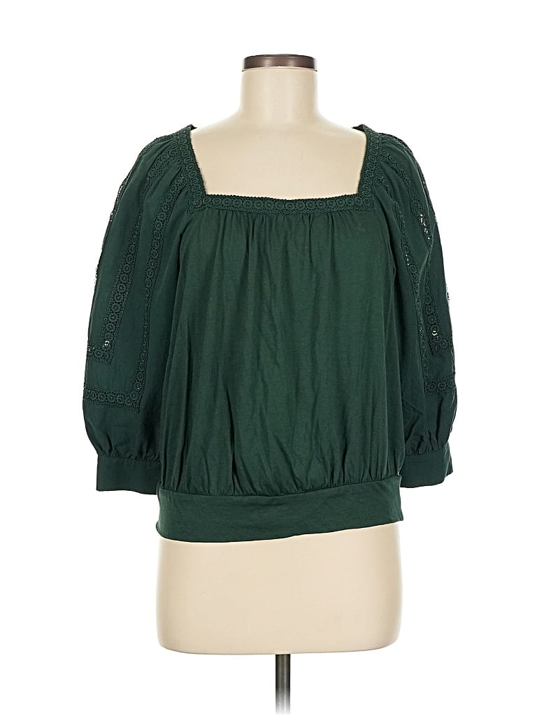 Pre-owned Anthropologie 3/4 Sleeve Blouse In Green
