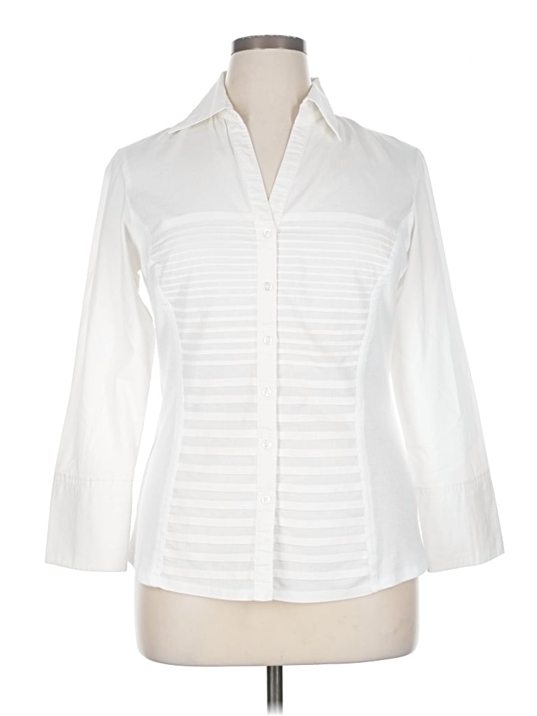 Pre-owned Dressbarn 3/4 Sleeve Blouse In White