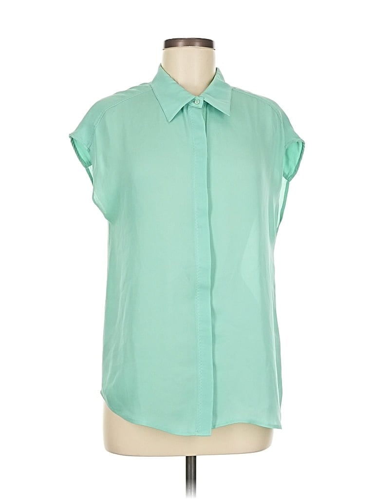 Pre-owned Michael Stars Short Sleeve Blouse In Green