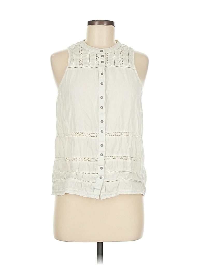 Pre-owned Silver Jeans Co. Sleeveless Button Down Shirt In White