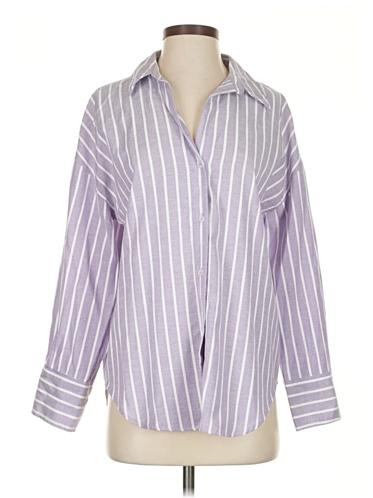Pre-owned Zara 3/4 Sleeve Button Down Shirt In Purple