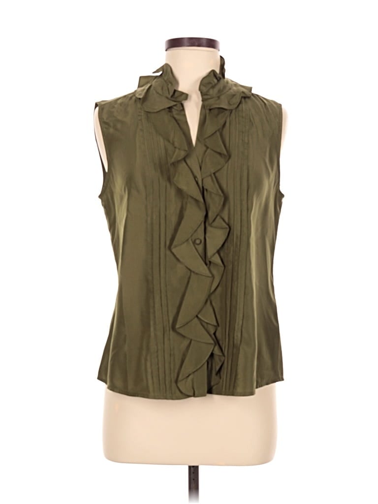 Pre-owned Talbots Sleeveless Button Down Shirt In Green