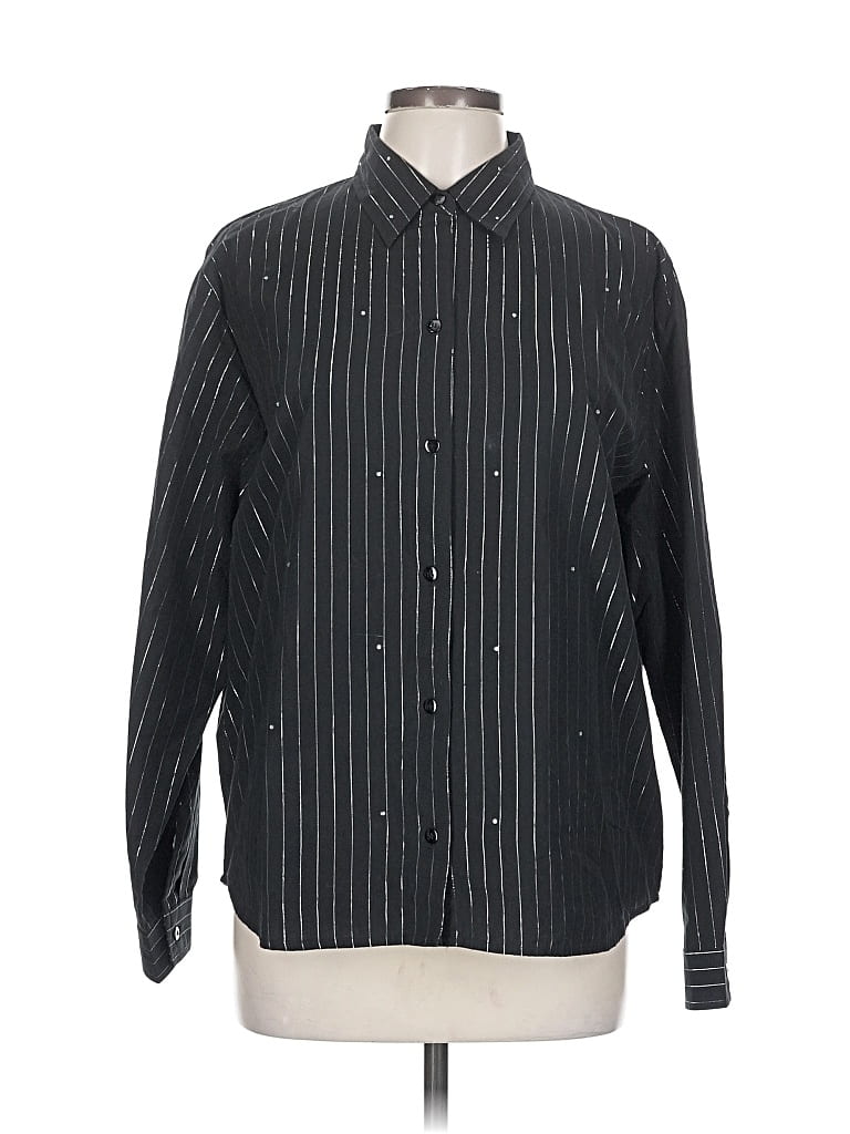 Pre-owned Victoria Jones Long Sleeve Button Down Shirt In Black