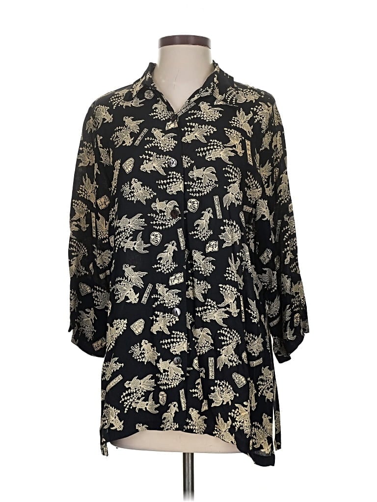 Pre-owned Loco Lindo 3/4 Sleeve Blouse In Gold
