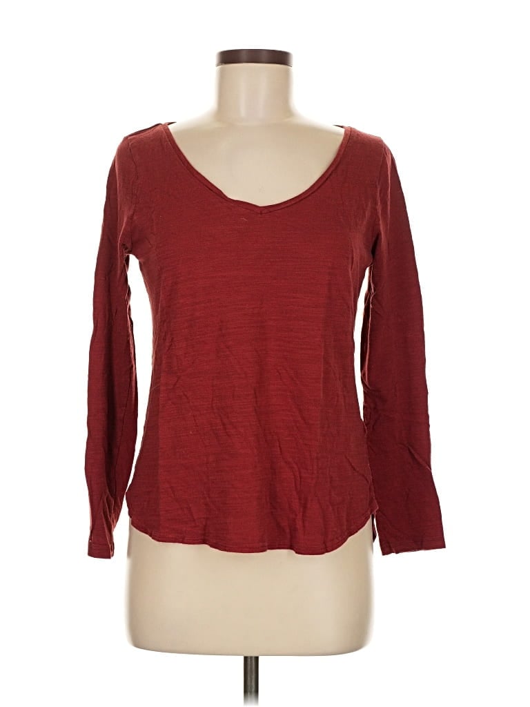 Pre-owned Banana Republic Long Sleeve T-shirt In Burgundy