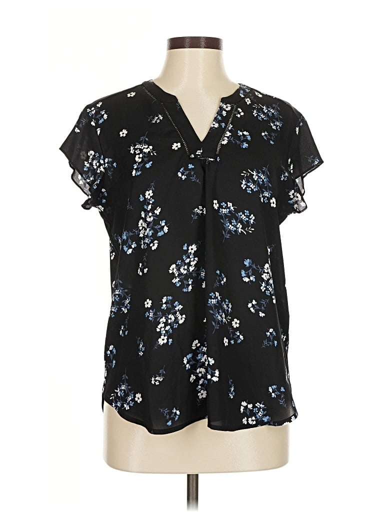 Pre-owned 41hawthorn Short Sleeve Blouse In Black