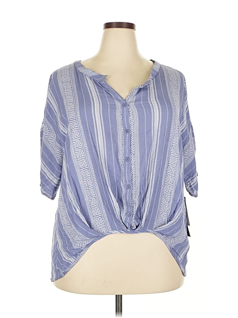 Absolutely Famous Short Sleeve Blouse In Blue