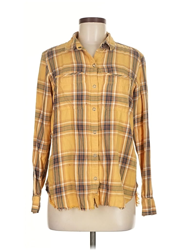 Pre-owned Eddie Bauer Long Sleeve Button Down Shirt In Yellow
