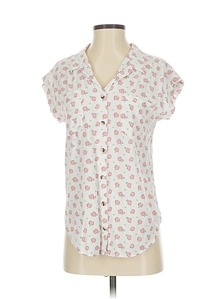 Pre-owned Jachs Girlfriend Short Sleeve Henley Shirt In White