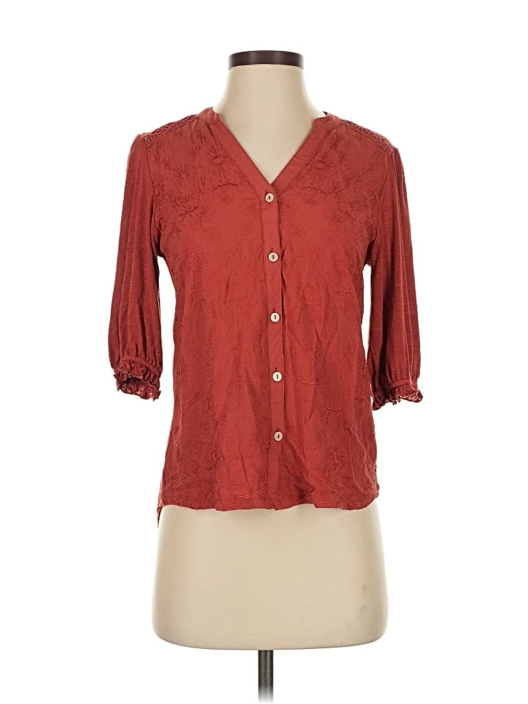 Pre-owned Democracy 3/4 Sleeve T-shirt In Red