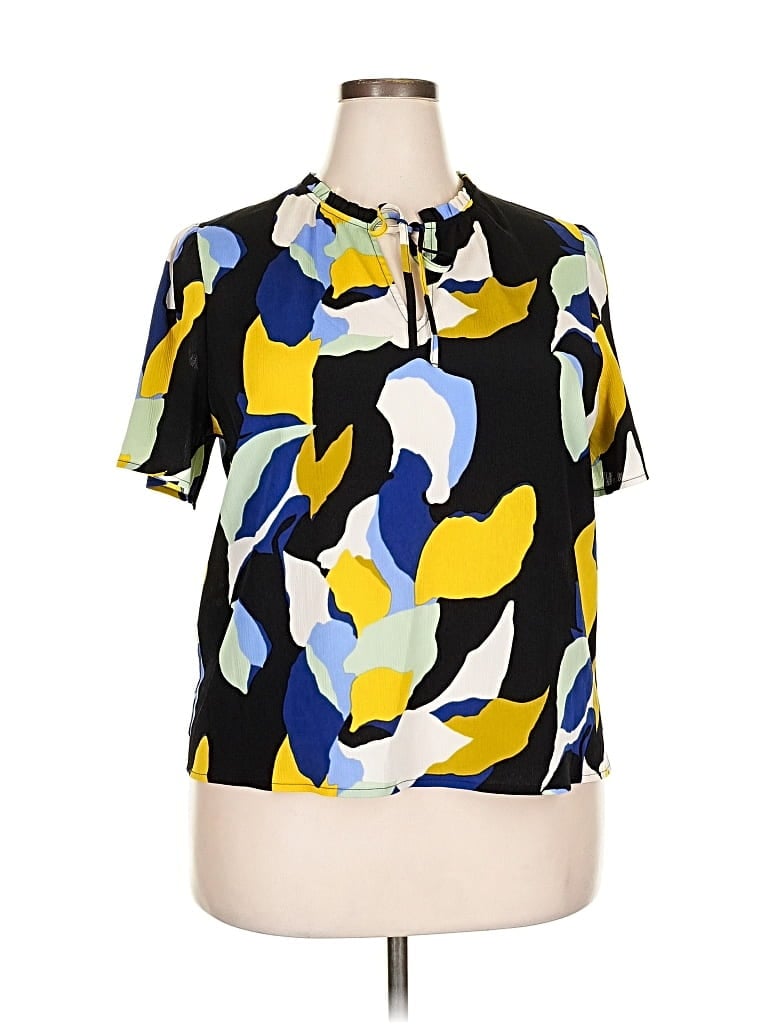 Pre-owned Nine West Short Sleeve Blouse In Yellow