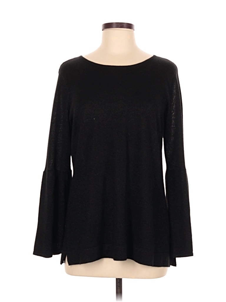 Pre-owned Calvin Klein Long Sleeve Top Gray Boatneck Tops