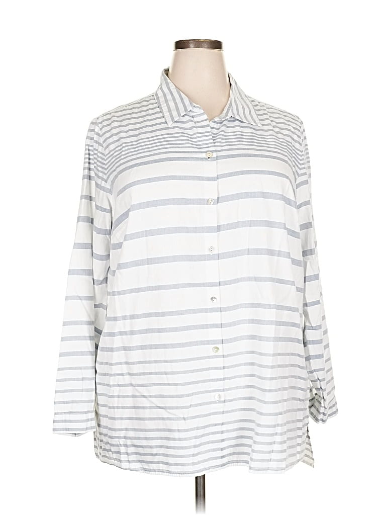 Pre-owned Jjill Long Sleeve Button Down Shirt In Silver