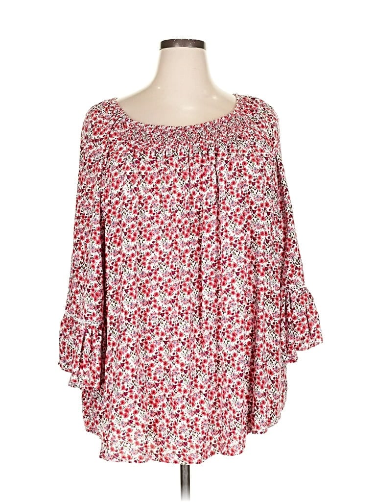 Pre-owned Terra & Sky 3/4 Sleeve Blouse In Red