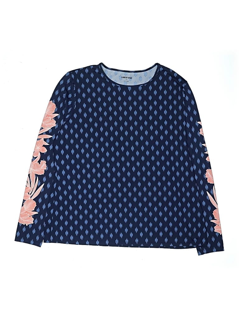 Pre-owned Lands' End Kids' Rash Guard In Blue