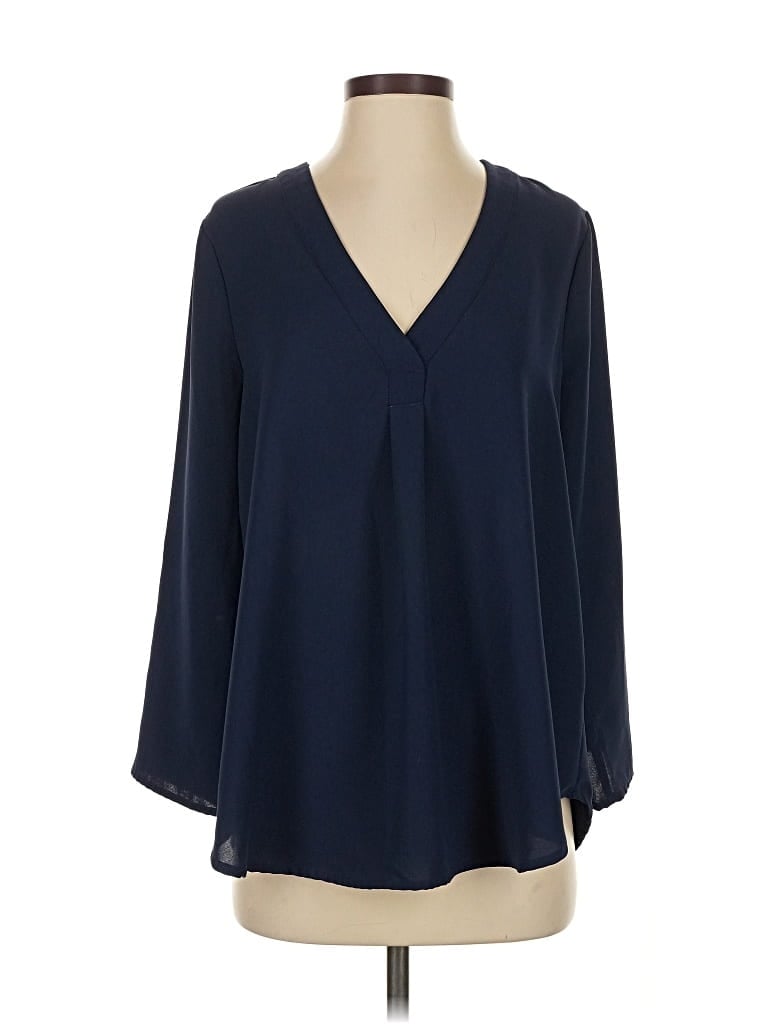 Pre-owned Everleigh 3/4 Sleeve Blouse In Blue