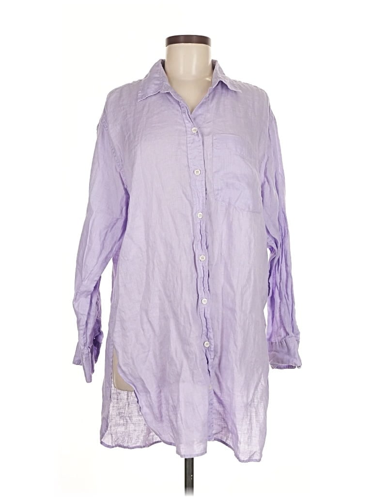 Pre-owned Gap 3/4 Sleeve Button Down Shirt In Purple