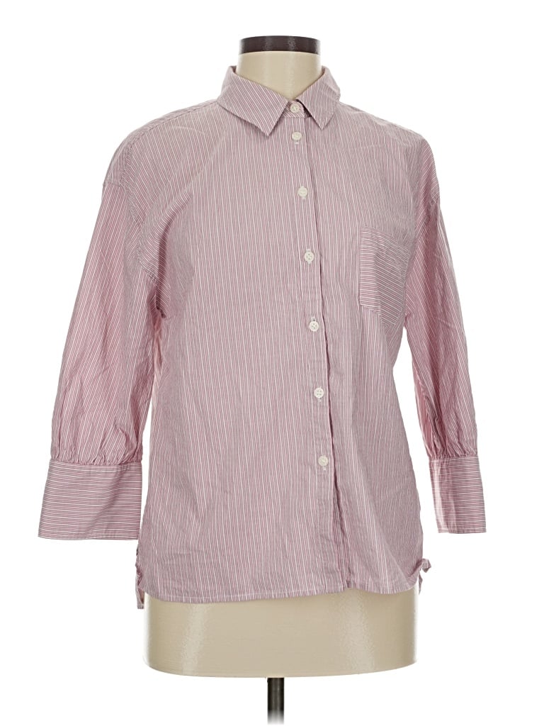 Pre-owned Nordstrom Signature 3/4 Sleeve Button Down Shirt In Pink