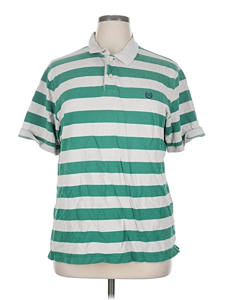 Pre-owned Chaps Short Sleeve Top Green Collared Neckline Tops