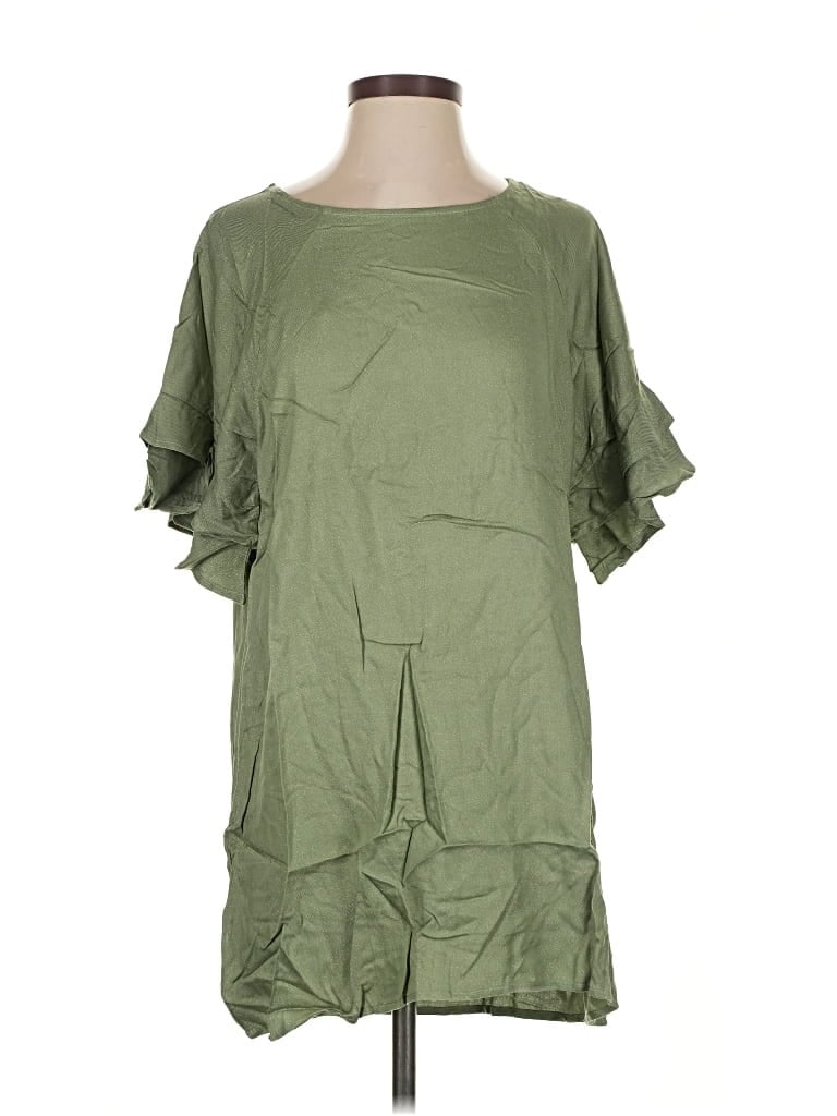 Pre-owned Umgee Short Sleeve Blouse In Green