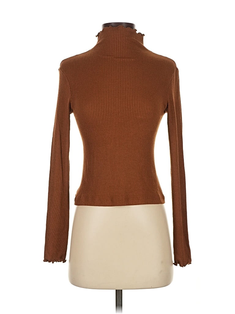 Pre-owned Enza Costa Long Sleeve Turtleneck In Brown