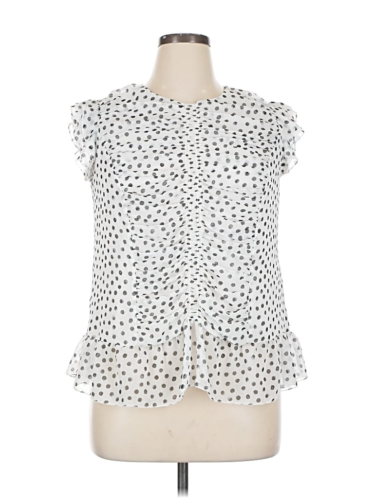Pre-owned Who What Wear Short Sleeve Blouse In White